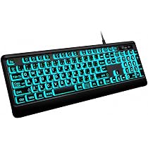 Amazon | 大きめの文字のバックライト付きキーボード、静かなUSB有線